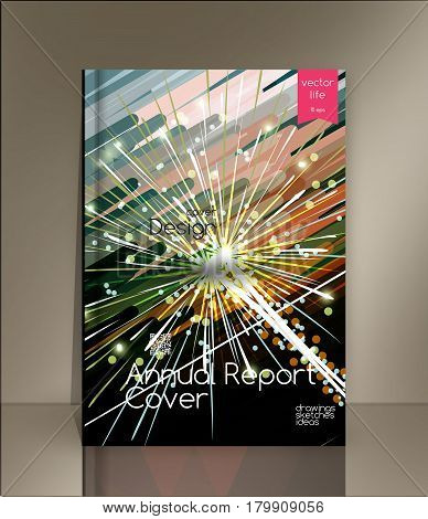 Cover design. Cover design. The modern concept of cover design in the polygonal style. Photorealistic vector image covers for books, notebooks, annual report. The optimum combination of graphics, text free space