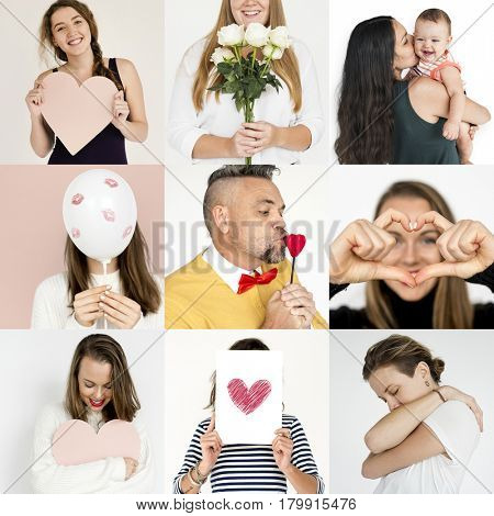 Set of Diversity People Love Smitten Feeling Studio Collage