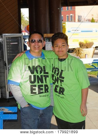 Spokane, WA - April 2, 2017: Lions club members supporting the Spokane MS Walk, a fund raising walk for Multiple sclerosis, editorial