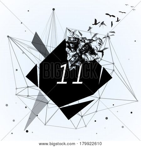 Abstract blachombk , which is broken into small pieces. Abstract modern geometrical design template illustration. Minimalistic geometric background.