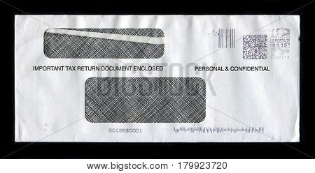 GOMEL, BELARUS - MARCH 31, 2017: Old envelope which was dispatched from USA to Gomel, Belarus, March 31, 2017. 