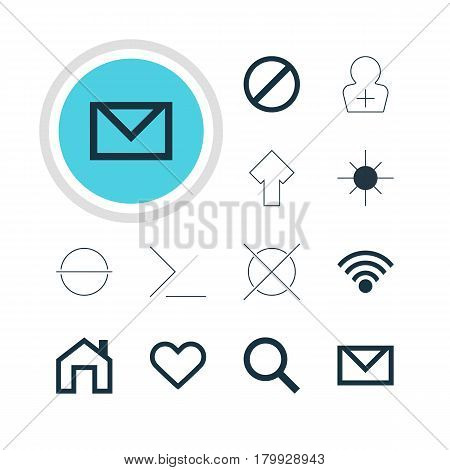 Vector Illustration Of 12 Interface Icons. Editable Pack Of Cancel, Emotion, Mainpage And Other Elements.