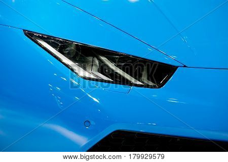Headlight Of Modern Prestigious Car Close Up