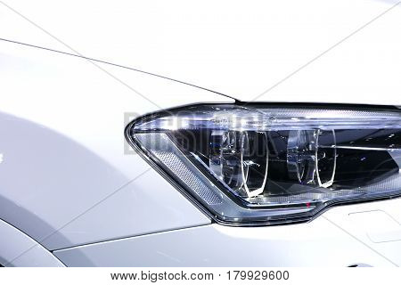 Headlight Of Modern Prestigious Car Close Up