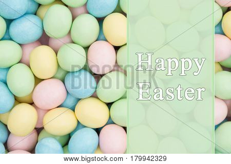 Old fashion Easter greeting Retro Easter eggs candy with text Happy Easter