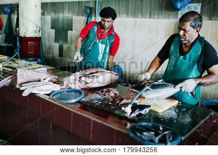 Male, Maldives - December 17, 2016: Fish For Sale At The Fish Market In The City Of Male, Capital Of