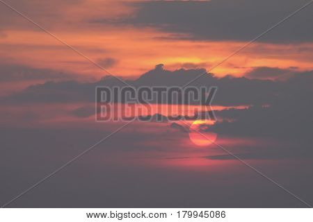 seascape view of sunset at the beach in Chantaburi Thailand.
