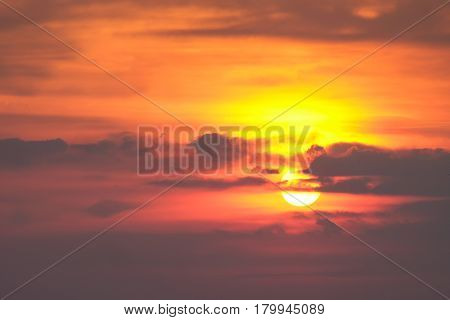seascape view of sunset at the beach in Chantaburi Thailand.