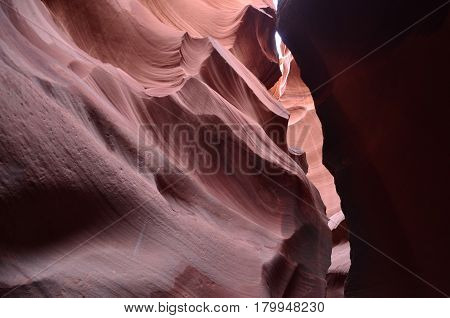 Beautiful look at Arizona's slot canyon with curves and patterns.