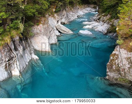 Beautiful Clear Blue Water At Haast Pass, New Zealand