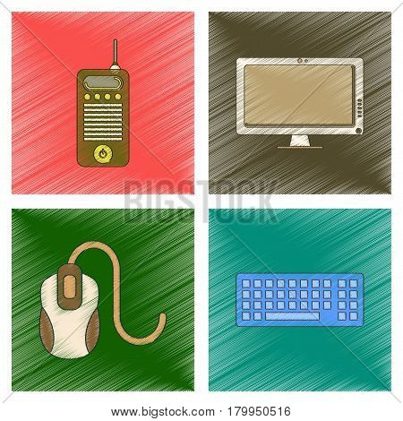 assembly flat shading style icon of office computer keyboard mouse monitor cell phone