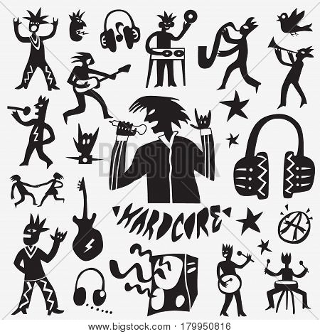 Rock music vector icons coolection , design elements