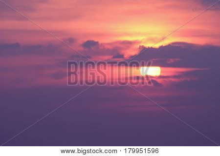 seascape view of sunset at the beach in Chantaburi Thailand.