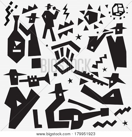 jazz band vector icons coolection , design elements
