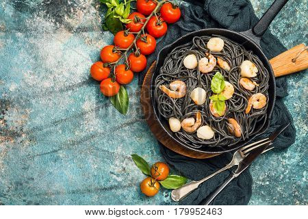 Black Spaghetti With Seafood