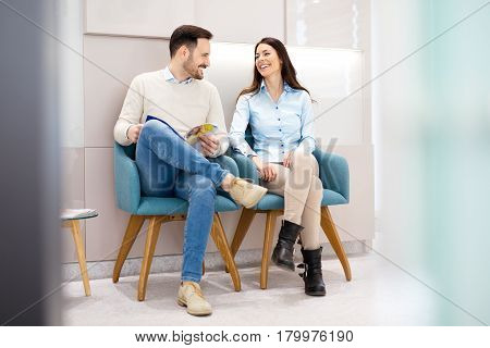 New modern dental waiting room closeup picture