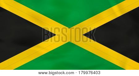 Jamaica Waving Flag. Jamaica National Flag Background Texture.