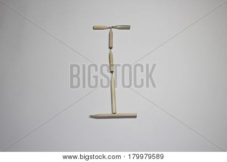Alphabet symbol - letter I pencil on white background
