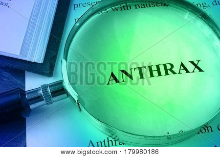Document with word Anthrax in a hospital.