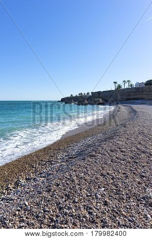The Coast Of Vinaroz In Castellon, Spain