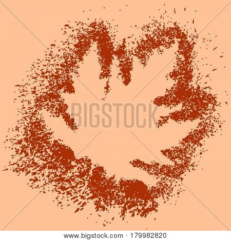 Autumn leaf. Spray paint. Watercolor. Silhouette of a tree leaf
