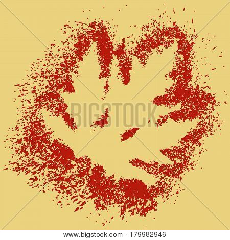 Autumn leaf. Spray paint. Watercolor. Silhouette of a tree leaf. Colours of autumn