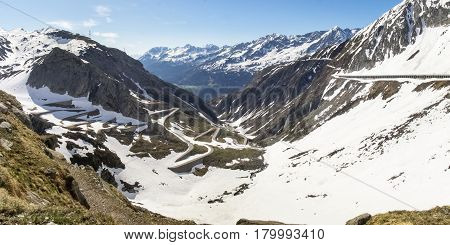 Gotthardpass, View Of The Valley Of Tremola