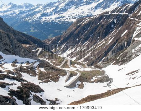 Gotthardpass, View Of The Valley Of Tremola