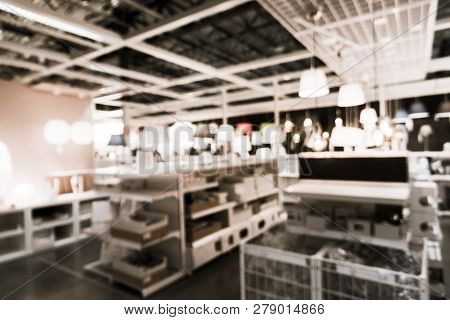 Filtered Image Blurry Background Variety Of Table, Ceiling, Floo