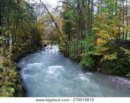 Seasonal Spates And Tributaries Of The Klontalersee Lake - Canton Of Glarus, Switzerland