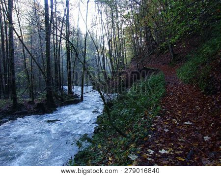 Seasonal Spates And Tributaries Of The Klontalersee Lake - Canton Of Glarus, Switzerland