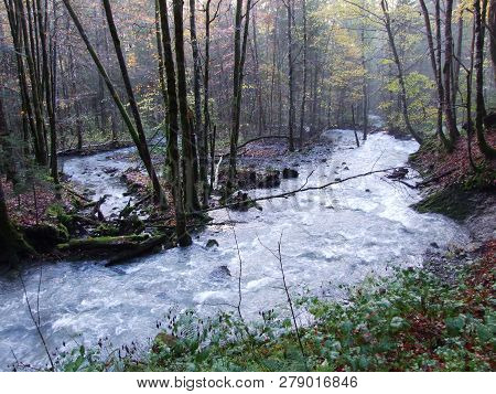 Seasonal Spates And Tributaries Of The Klontalersee Lake - Canton Of Glarus, Switzerland