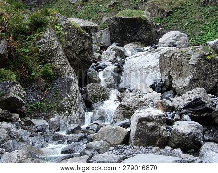Seasonal Spates And Tributaries Of The Klontalersee Lake - Canton Of Glarus, Switzerland