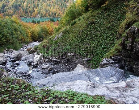 Seasonal Spates And Tributaries Of The Klontalersee Lake - Canton Of Glarus, Switzerland