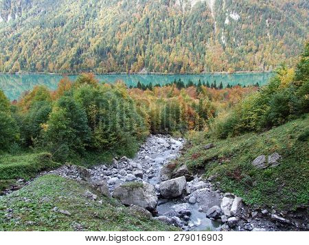 Seasonal Spates And Tributaries Of The Klontalersee Lake - Canton Of Glarus, Switzerland