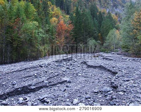 Seasonal Spates And Tributaries Of The Klontalersee Lake - Canton Of Glarus, Switzerland