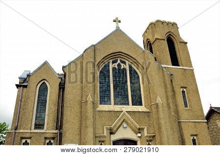 An External View Of A Church Building In The Town Of Blackburn In West Lothian, Scotland