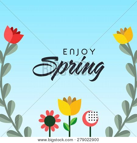 Hello Spring Nature Florist Background And Poster Design Illustration