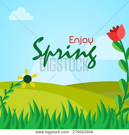 Hello Spring Nature Florist Background And Poster Design Illustration