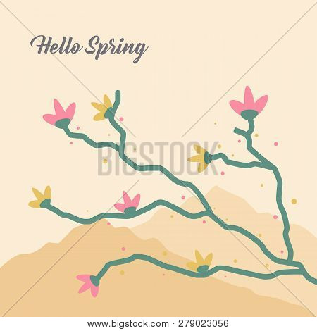 Hello Spring Nature Florist Background And Poster Design Illustration