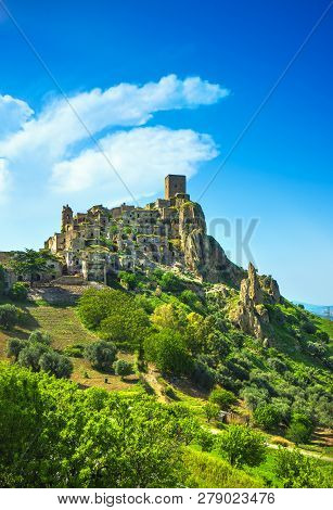 Craco Old Ghost Town, Popular Movie Location. Matera Basilicata, Southern Italy, Europe.