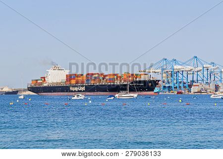 Birzebbuga, Malta - June 29, 2018: View Of Arrival Of The Container Ship At Malta Freeport Terminal 
