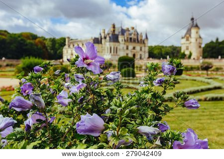 July 23, 2017, Castle Of Chenonceau. France. Facade Of The Medieval Ladies Castle. Royal Medieval Ca