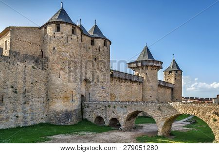 Cite De Carcassonne Is A Medieval Citadel Located In The French City Of Carcassonne. Comtal Castle