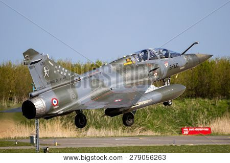 Leeuwarden, The Netherlands - Apr 21, 2016: French Air Force Dassault Mirage 2000d Fighter Jet Plane