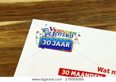 Amsterdam, The Netherlands - Januari 17, 2019: Dutch Lottery (vrienden Loterij) On A Envelope Agains