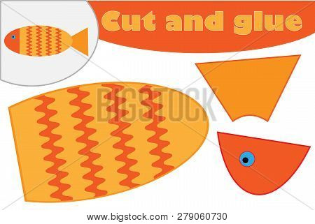 Fish In Cartoon Style, Education Game For The Development Of Preschool Children, Use Scissors And Gl