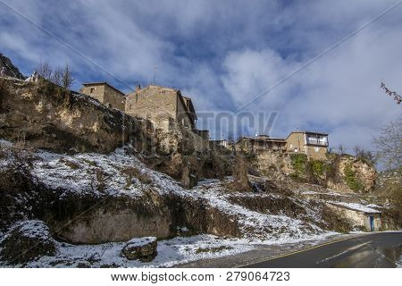 Typical House Of Orbaneja Del Castillo, Burgos, Spain