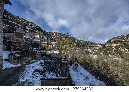 Typical House Of Orbaneja Del Castillo, Burgos, Spain