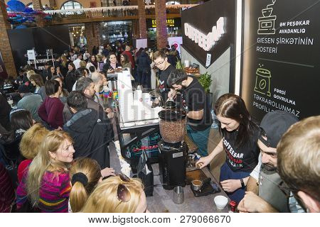 Baku, Azerbaijan, 12 January 2019: Coffee And Tea Festival In Baku, Barmen Competition